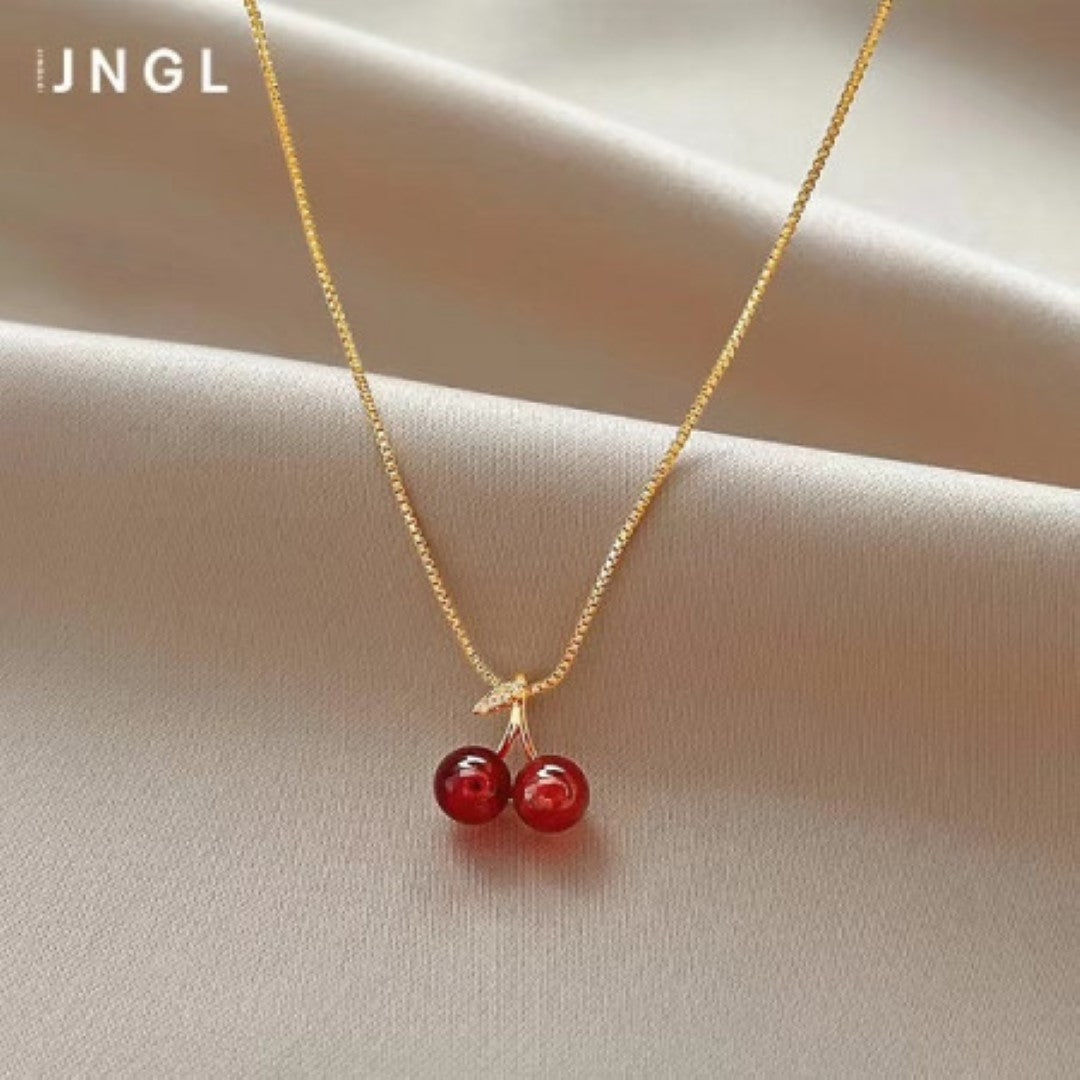 18k Gold Plated Cherry Charm Necklace-405