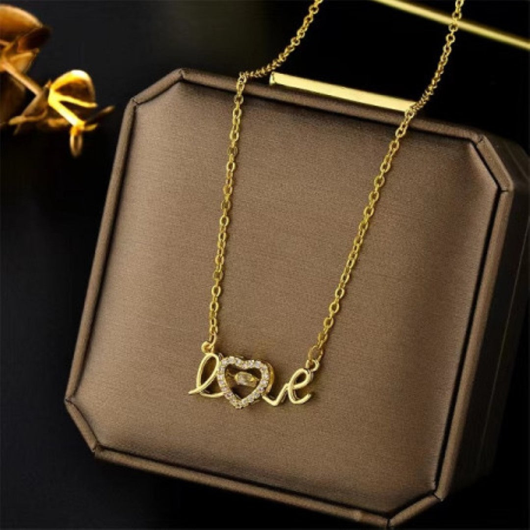 18k Gold Plated Full Love Necklace-406